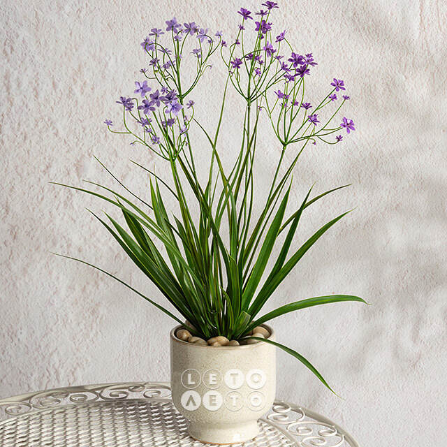 Искусственный цветок в горшке Таллинум 51 см сиреневый Summer Deco