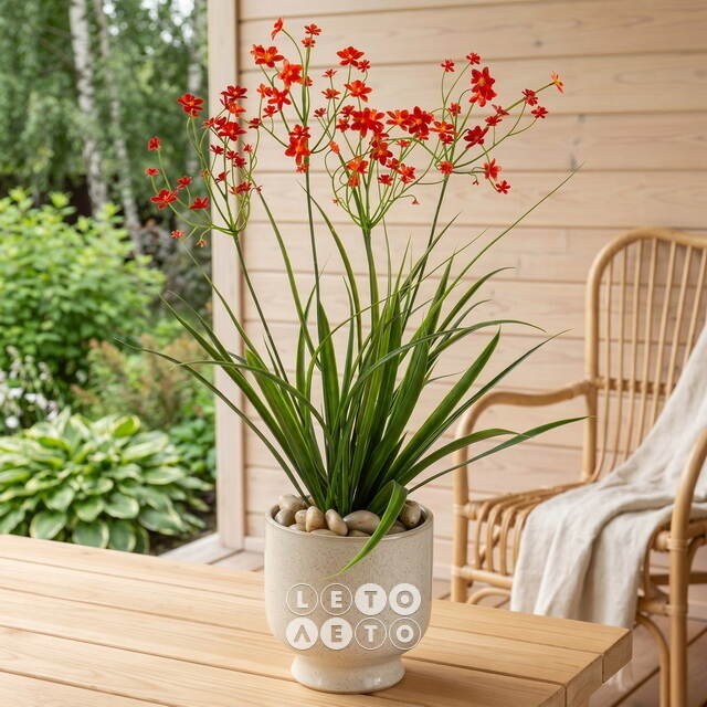 Искусственный цветок в горшке Таллинум 51 см красный Summer Deco