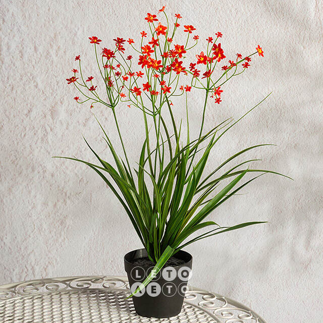 Искусственный цветок в горшке Таллинум 51 см красный Summer Deco