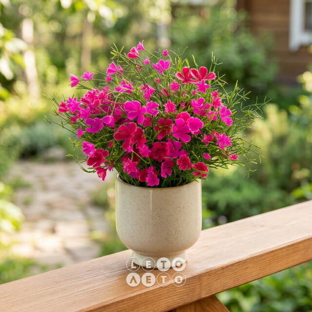 Искусственные цветы в горшке Флоксы розовые 23 см Summer Deco