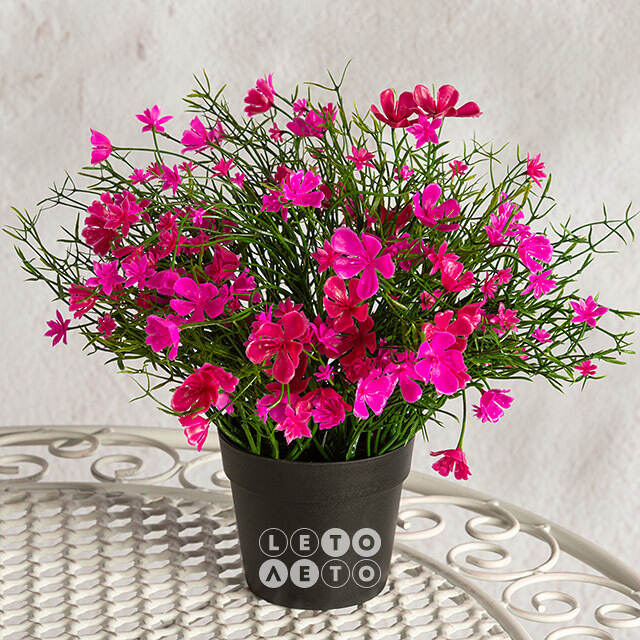 Искусственные цветы в горшке Флоксы розовые 23 см Summer Deco