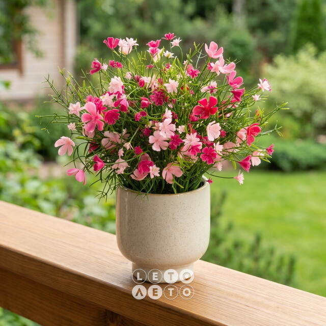 Искусственные цветы в горшке Флоксы нежно-розовые 23 см Summer Deco