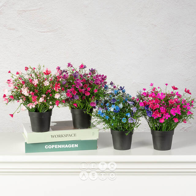 Искусственные цветы в горшке Флоксы фиолетовые 23 см Summer Deco