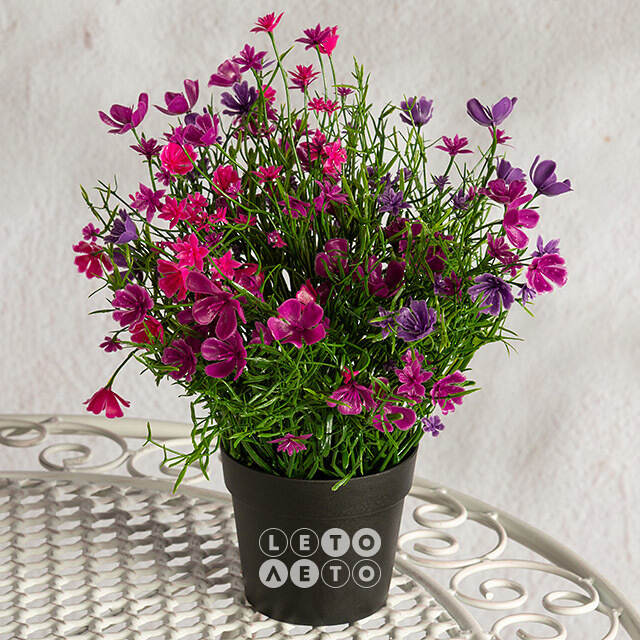 Искусственные цветы в горшке Флоксы фуксия 23 см Summer Deco