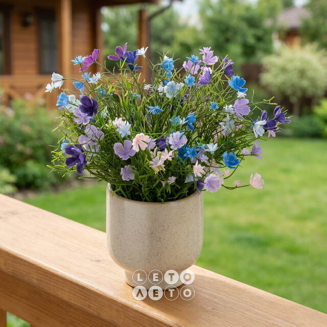 Искусственные цветы в горшке Флоксы фиолетовые 23 см Summer Deco