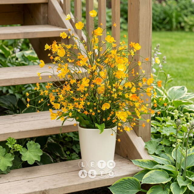 Искусственный цветок в горшке Одри - Солнечный День 46 см Summer Deco