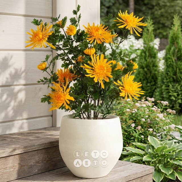 Искусственный цветок в горшке Хризантема Ментана 60 см Summer Deco