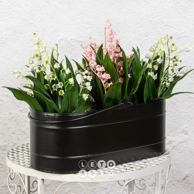 Искусственный цветок в горшке Ландыш - Подарок Весны 23 см Summer Deco