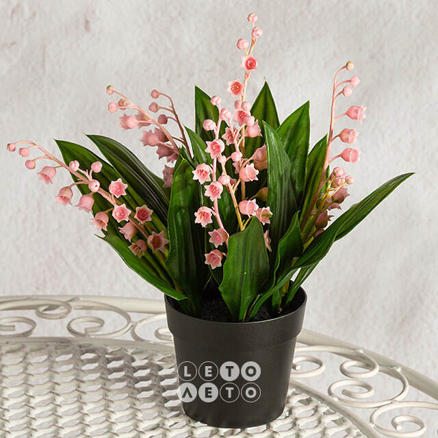 Искусственный цветок в горшке Ландыш - Романтическая Весна 23 см Summer Deco