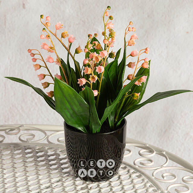 Искусственный цветок в горшке Ландыш - Molinella 23 см Summer Deco