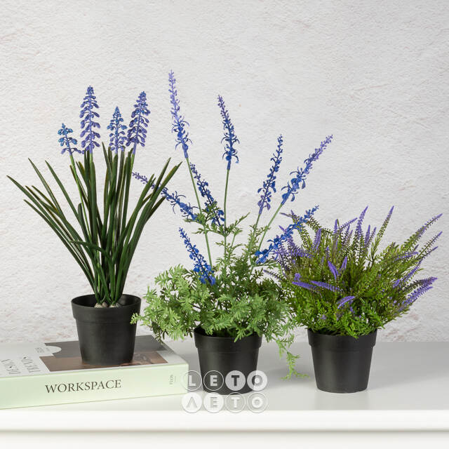Искусственный цветок в горшке Мускари - Подарок Лета 33 см Summer Deco