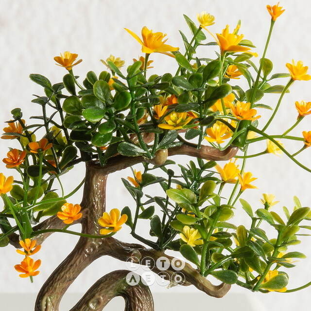 Искусственный Бонсай Цукуйоми 13 см желтый Summer Deco