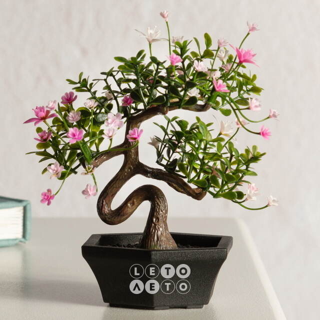 Искусственный Бонсай Цукуйоми 13 см розовый Summer Deco