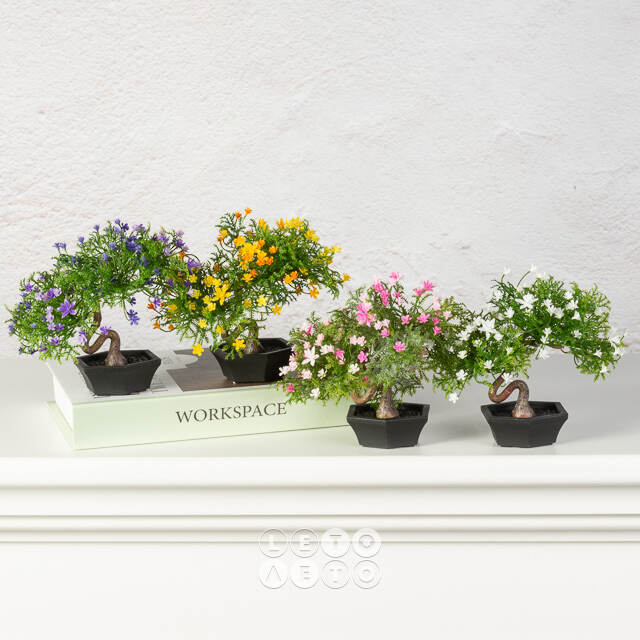 Искусственный Бонсай Хинаока 14 см фиолетовый Summer Deco