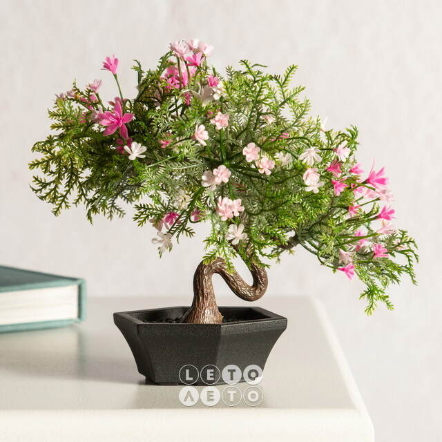 Искусственный Бонсай Хинаока 14 см розовый Summer Deco