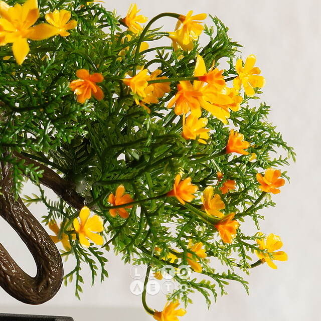 Искусственный Бонсай Хинаока 14 см желтый Summer Deco