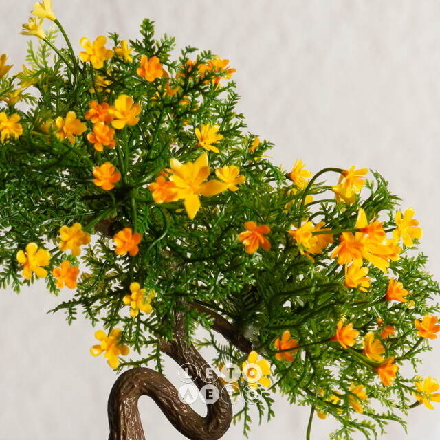 Искусственный Бонсай Хинаока 14 см желтый Summer Deco