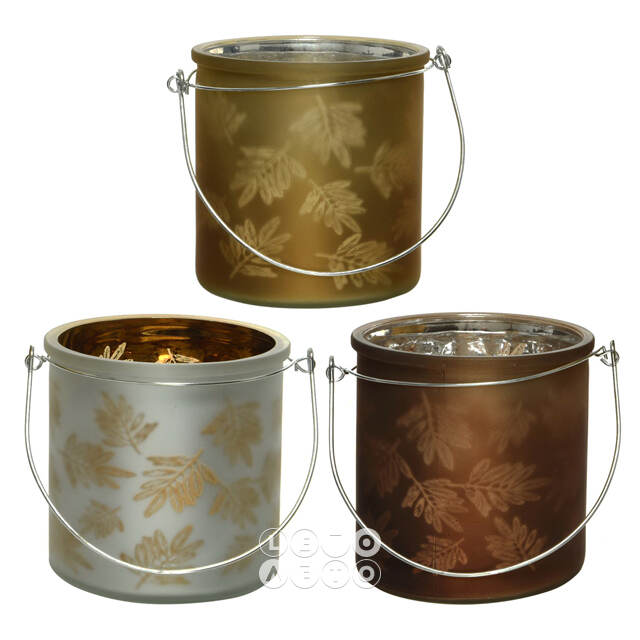 Стеклянный подсвечник Feuilles 12 см серебряный Kaemingk
