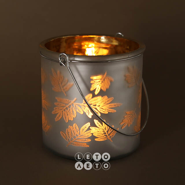 Стеклянный подсвечник Feuilles 12 см серебряный Kaemingk