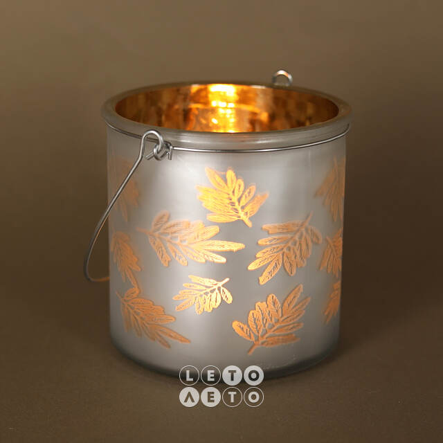 Стеклянный подсвечник Feuilles 12 см серебряный Kaemingk