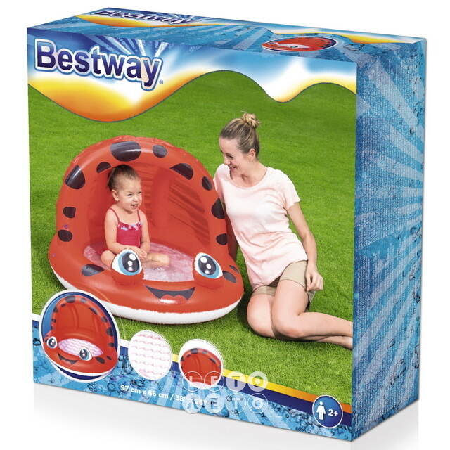 Детский бассейн с навесом Божья Коровка 97*66 см, надувное дно Bestway