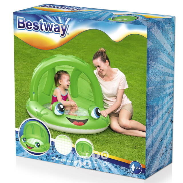 Детский бассейн с навесом Лягушонок 97*66 см, надувное дно Bestway