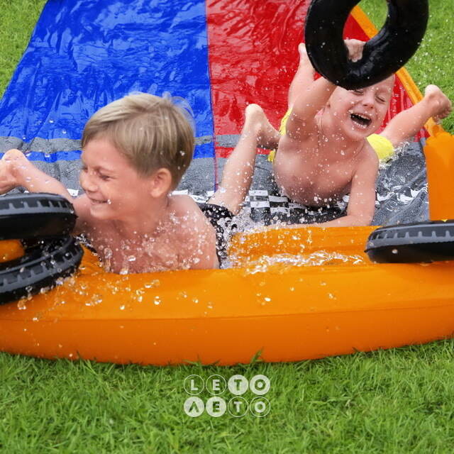 Водная дорожка для скольжения Double Splashy Slide 488 см с двумя надувными колечками Bestway