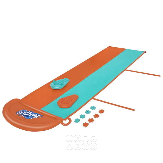 Двойная водная дорожка для скольжения с двумя игрушками Sponge Soakers Double Slide 488 см Bestway