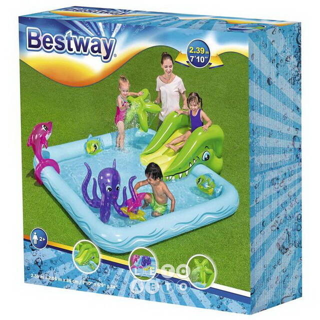 Игровой центр Аквариум 53052 Bestway 239*206*86 см с горкой и фонтаном Bestway