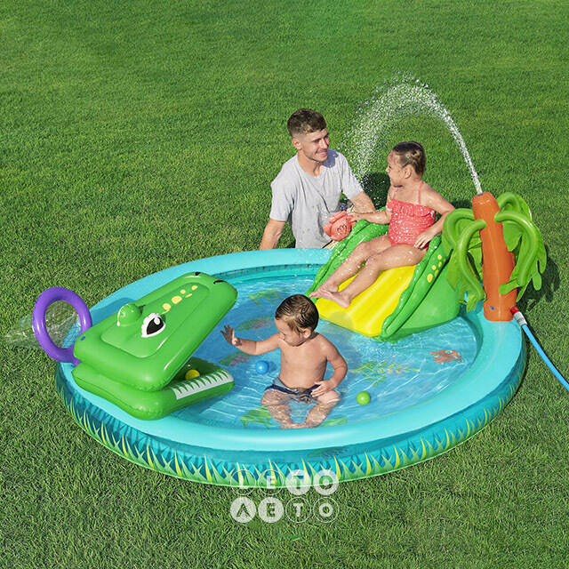 Игровой центр Crocodile Cove 224*181*72 см, с горкой и фонтаном, клапан Bestway