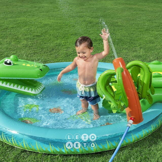 Игровой центр Crocodile Cove 224*181*72 см, с горкой и фонтаном, клапан Bestway