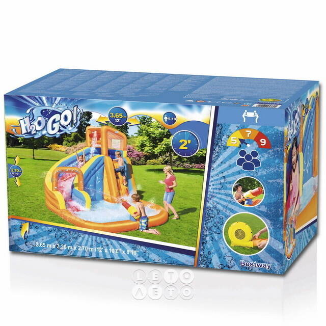 Водный игровой центр с горкой и стеной для скалолазания Turbo Splash 365*320*270 см оранжевый Bestway