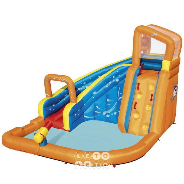 Водный игровой центр с горкой и стеной для скалолазания Turbo Splash 365*320*270 см оранжевый Bestway