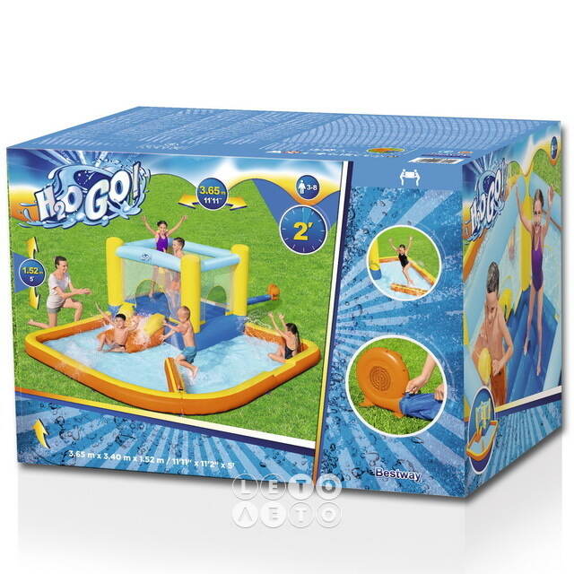 Игровой центр Аквапарк 365*340*152 см с горкой, батутом и фонтаном Bestway