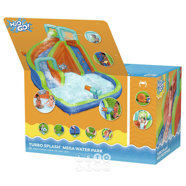 Водный игровой центр с горкой и стеной для скалолазания Turbo Splash 365*320*270 см синий Bestway