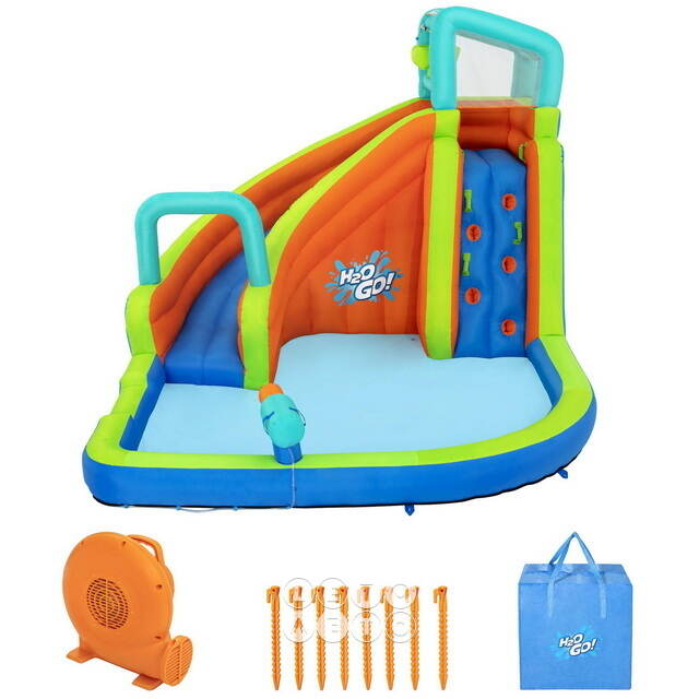 Водный игровой центр с горкой и стеной для скалолазания Turbo Splash 365*320*270 см синий Bestway