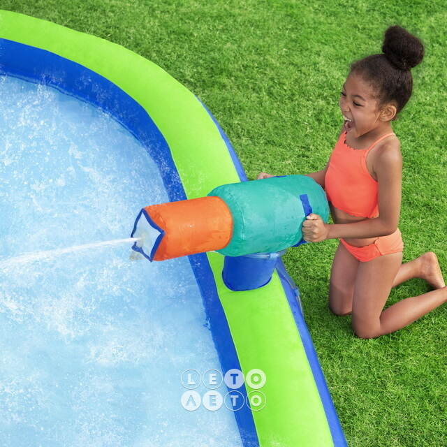 Водный игровой центр с горкой и стеной для скалолазания Turbo Splash 365*320*270 см синий Bestway