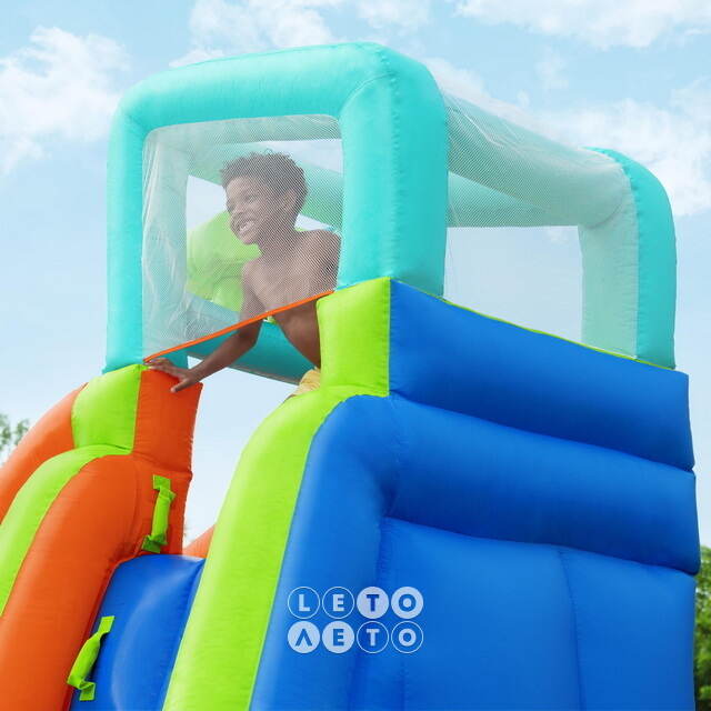 Водный игровой центр с горкой и стеной для скалолазания Turbo Splash 365*320*270 см синий Bestway