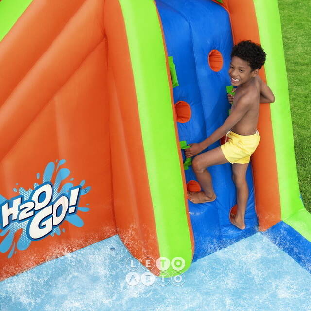 Водный игровой центр с горкой и стеной для скалолазания Turbo Splash 365*320*270 см синий Bestway