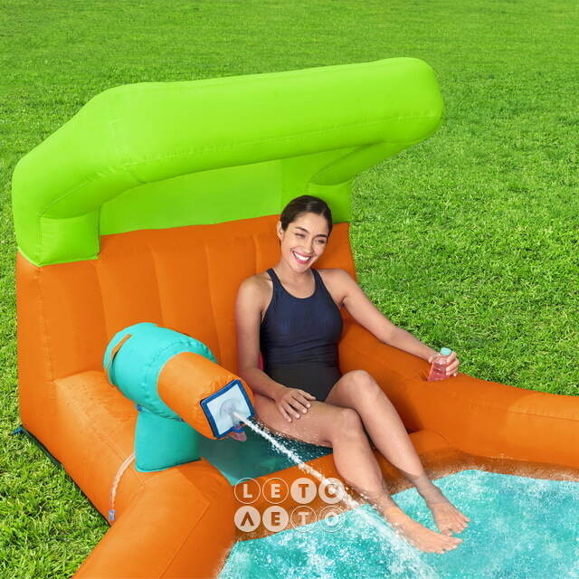 Водный игровой центр с горкой и стеной для скалолазания Canopy Cove 426*369*173 см Bestway