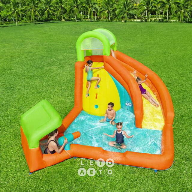 Водный игровой центр с горкой и стеной для скалолазания Canopy Cove 426*369*173 см Bestway