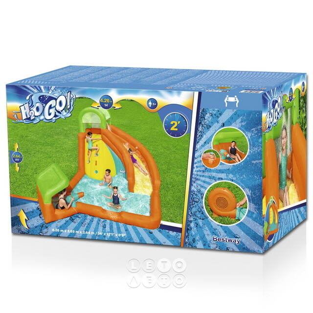 Водный игровой центр с горкой и стеной для скалолазания Canopy Cove 426*369*173 см Bestway