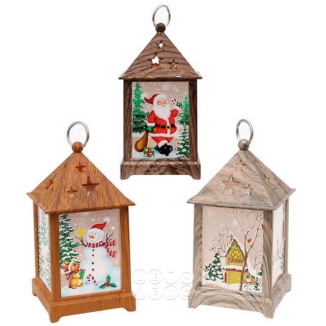 Новогодний фонарь Снеговик Весельчак - Wizard Lamp 13 см на батарейках Sigro