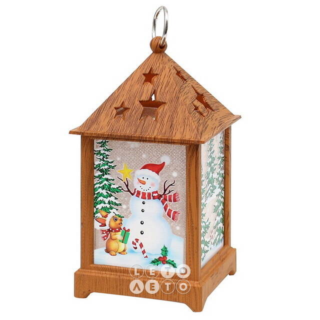 Новогодний фонарь Снеговик Весельчак - Wizard Lamp 13 см на батарейках Sigro