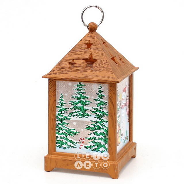 Новогодний фонарь Снеговик Весельчак - Wizard Lamp 13 см на батарейках Sigro