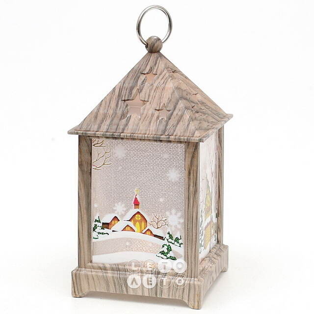 Новогодний фонарь Домик Санты - Wizard Lamp 13 см на батарейках Sigro