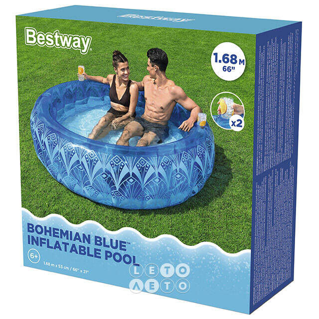 Надувной бассейн Bohemian Blue 168*53 см, надувное дно Bestway
