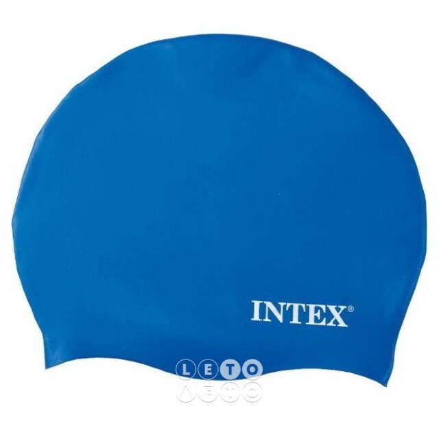 Шапочка резиновая для плавания синяя, 8+ INTEX