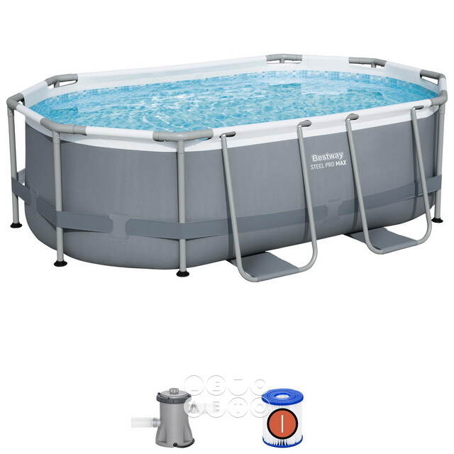 Каркасный овальный бассейн Bestway Steel Pro Max 305*200*84 см, фильтр-насос, дозатор Bestway