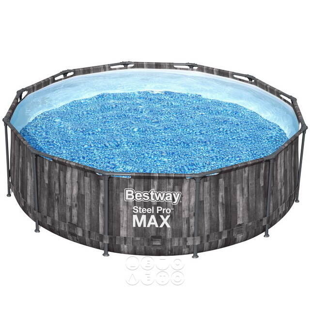 Каркасный бассейн 5614X Bestway Steel Pro Max - Grey Wood 366*100 см, фильтр-насос, лестница Bestway